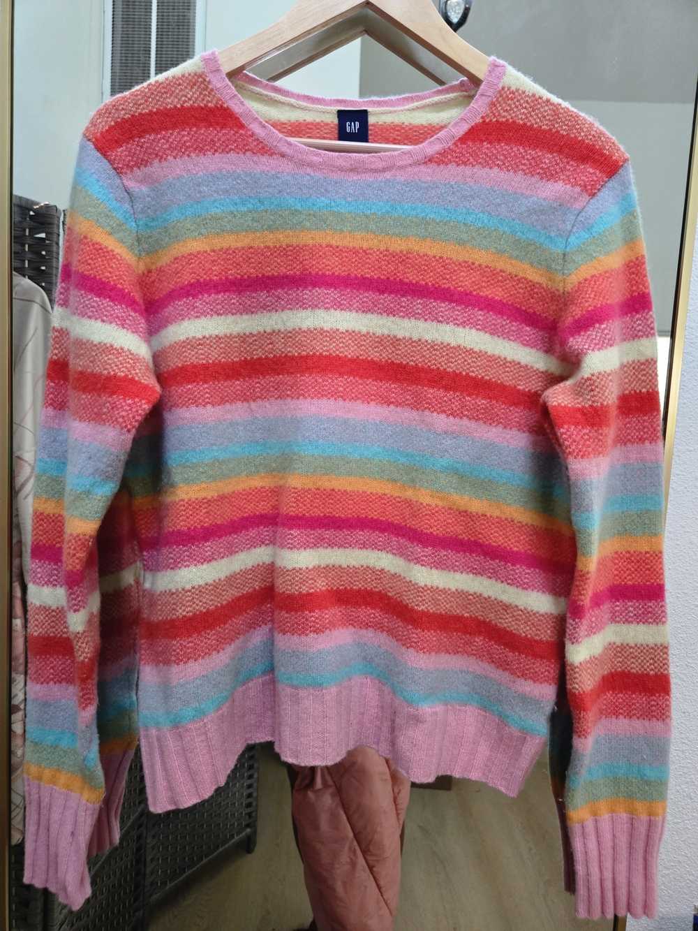 Vintage Y2K GAP Rainbow Stripe Lambswool Sweater XL